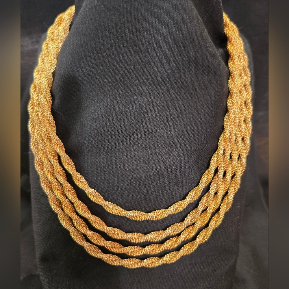 Elegant 62 Inch Vintage Trifari Gold Rope Braided Necklace